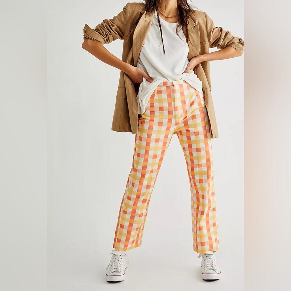 🎉HP🎉 UEC FREE PEOPLE SHE’S ALL THAT HIGH RISE CROPPED PLAID PANTS SZ 6